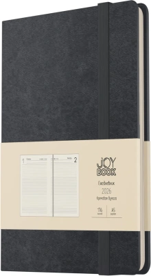 Ежедневник А5, датированный, 176л., иск кожа, Joy Book, черный агат, Эксмо