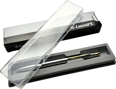 KALAM.KZ - Ручка шариковая, 0,7мм, синяя, Luxor «Sterling» хром/золото, в подарочной упаковке