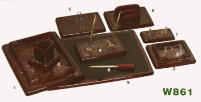 Набор настольный 9 предметов, дерево, темная вишня/бордовый, мрамор Grand