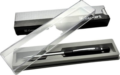 KALAM.KZ - Ручка шариковая, 0,7мм, синяя, Luxor «Gemini» черный/хром, в подарочной упаковке