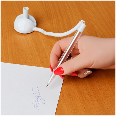 KALAM.KZ - Ручка шариковая на подставке, корпус белый, OfficeSpace