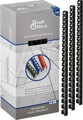 Пружина для переплета, 14мм, 1-110л, пластиковая, черная ProfiOffice