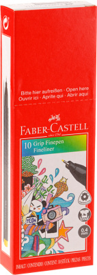 KALAM.KZ - Ручка капиллярная, 0,4мм, черная, трехгранная форма, антискользящая зона, Faber-Castell