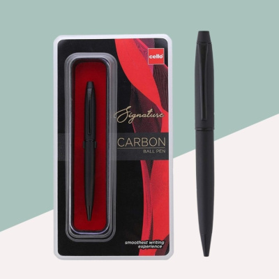 KALAM.KZ - Ручка шариковая 0.7мм, синяя, Cello "Signature Carbon", пластиковый футляр