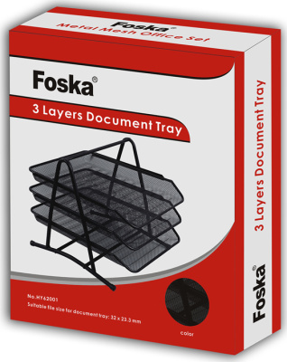 KALAM.KZ - Лоток горизонтальный А4, 3-х секционный, сетчатый, черный Foska