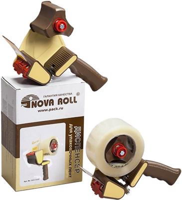 Держатель для ленты клейкой, 2' 50мм, металлический, коричневый, пластиковый ролик
