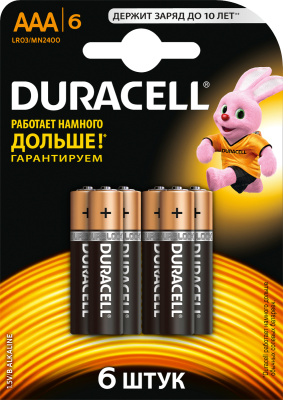Батарейка AАA, 1.5V, Alkaline (блистер 6шт) Duracell