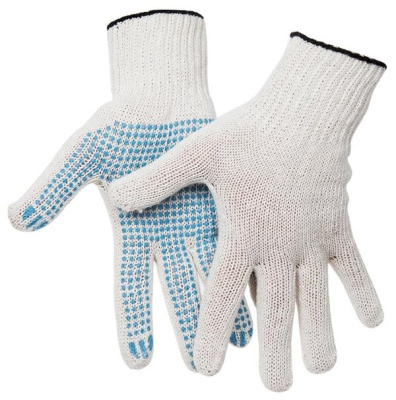 Перчатки Х/Б с ПВХ эконом 10 класс 5 ниток 43-45гр. белые "OfficeClean"