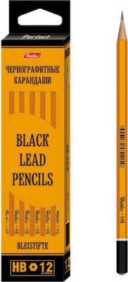 Карандаш простой HB, без ластика, 2мм, заточенный, шестигранный корпус "Hatber Perfect" 