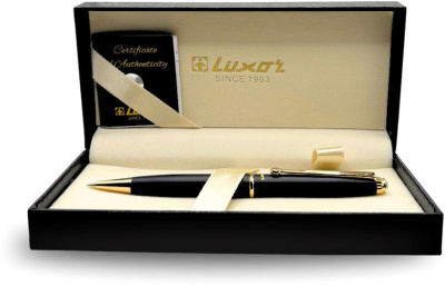 KALAM.KZ - Ручка шариковая 0,7мм, синяя, "Lancia", корпус черный/золото, в подарочной упаковке Luxor