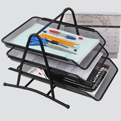 KALAM.KZ - Лоток горизонтальный А4, 3-х секционный, сетчатый, черный Foska