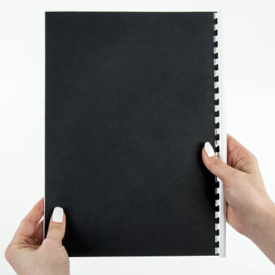 KALAM.KZ - Обложка для переплета, A4, 230гр, картон "под кожу", черная Brauberg