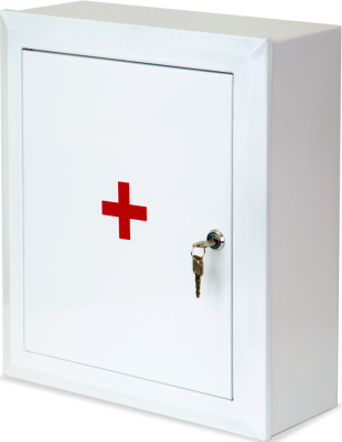 Шкафчик аптечный, металлический 280x302x118мм, 2 полки, кремовый ( Пустой)