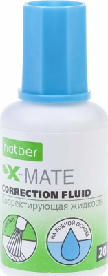 Корректирующая жидкость, 20мл, на водной основе, Hatber X-Mate