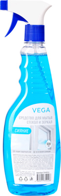 Чист средство для стекол и поверхностей, 500мл, "Сияние", Vega