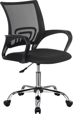 Кресло офисное "Fly MG-396", с подлокотниками, сетка, хром, черное, "Brabix"
