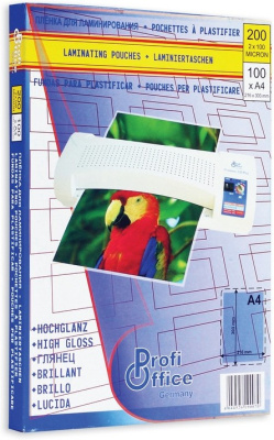 Пленка для ламинирования А4, 100микр, глянцевая ProfiOffice