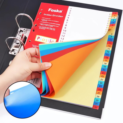 KALAM.KZ - Разделитель 1-12, А4, 12л, пластик, цветной Foska