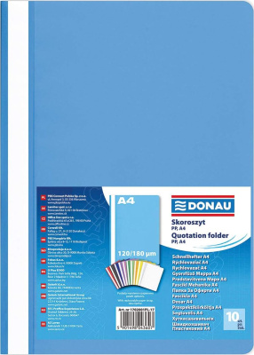 Скоросшиватель пластиковый A4, 120/180мкм, голубой Donau, PBS