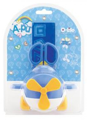 Набор настольный 4 предмета, пластик, детский "Вертолет", крутящийся, голубой O-Life