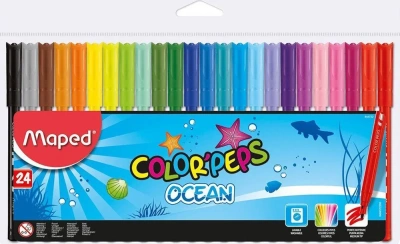 Фломастеры 24 цвета, в пластиковой упаковке, "ColorPens. Ocean" Maped