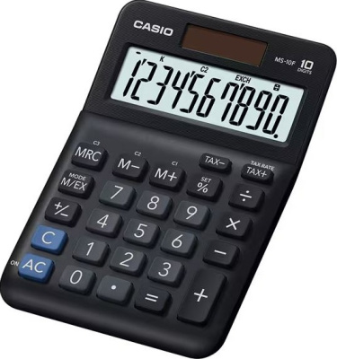 Калькулятор 10 разрядов, 148,5 × 101 × 27,6 мм, черный CASIO MS-10F-WA-EP