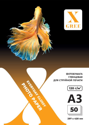 Фотобумага А3, 120гр, 50л/уп, для струйной печати глянцевая X-Gree Everyday
