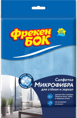 Салфетка 35*35см, микрофибра 1 шт. для стекол и зеркал, ФрекенБОК