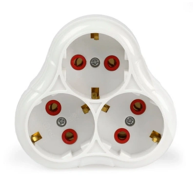 KALAM.KZ - Тройник  3 гнезда с заземлением круглый белый 16А 250В (SBE-16-A01-3z)/100,Smartbuy