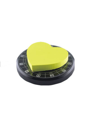 Бумага для заметок самоклеющаяся 60x70мм, желтая, фигурная "Сердечко" на подставке O-Life