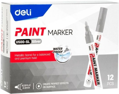 KALAM.KZ - Маркер-краска 1.5-2 мм, серебряный DELI "Paint"