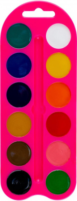 KALAM.KZ - Краски 12 цветов, акварельные, медовые, Невская Палитра "Цветик" розовый плсатик уп