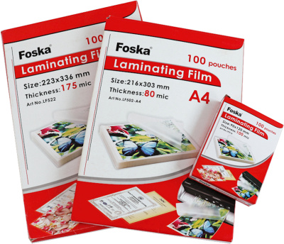 Пленка для ламинирования А4, 100микр, глянцевая Foska