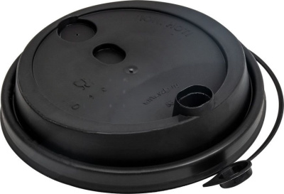 Крышка к стакану бумажному d -90 черная,матовая с питейником (50 шт в уп.)