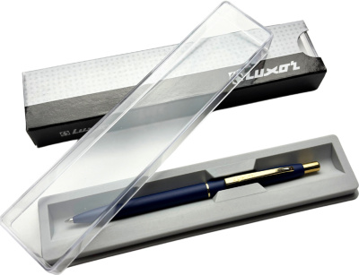 KALAM.KZ - Ручка шариковая, 0,7мм, синяя, Luxor «Sterling» синий/золото, в подарочной упаковке