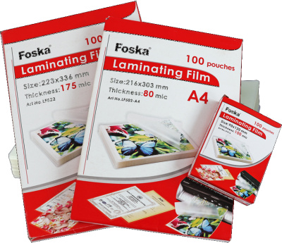 Пленка для ламинирования А4, 80микр, глянцевая Foska