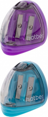 Точилка 2 отверстия, с контейнером, пластик "Hatber Space" 8мм корпус ассорти