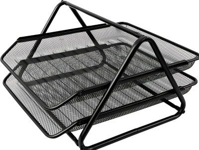 Лоток горизонтальный А4, 2-х секционный, сетчатый, черный Foska