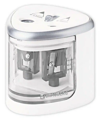 KALAM.KZ - Точилка электрическая, 2 отверстия, с контейнером, белая Brauberg