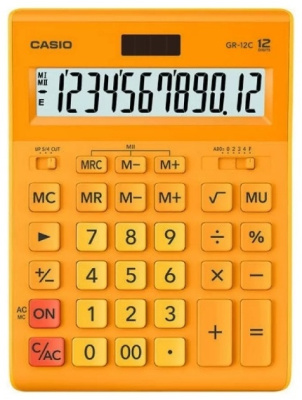 KALAM.KZ - Калькулятор 12 разрядов, 34,5 x 210 x 155мм, желтый CASIO GR-12C-RG-W-EP