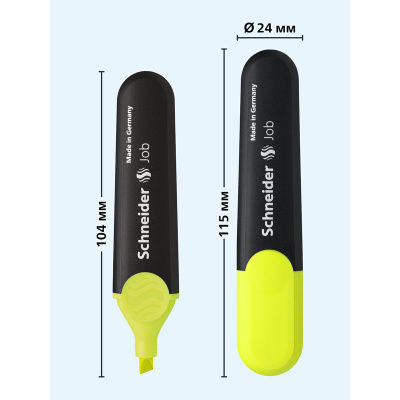 KALAM.KZ - Маркер текстовой 0.4мм, скошенный наконечник, желтый, Job Schneider