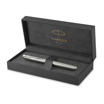 KALAM.KZ - Ручка роллерная Parker Sonnet Stainless Steel CT, 0,8 мм F, черная 1931511