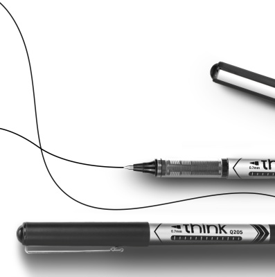 KALAM.KZ - Ручка роллерная, 0.7мм, черная,"Think" Deli 