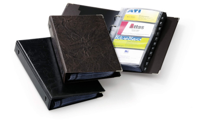 KALAM.KZ - Визитница на 200 визиток, 145x255мм, коричневая, кольц.механизм, Durable