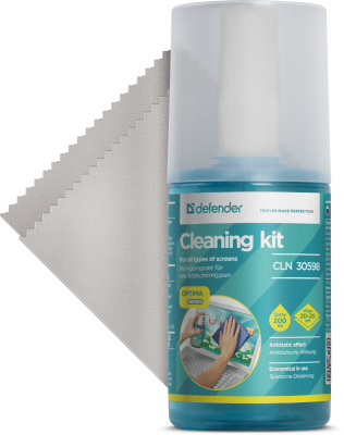 Набор чистящий 200мл, для экранов, спрей + салфетка, Defender "Optima",
