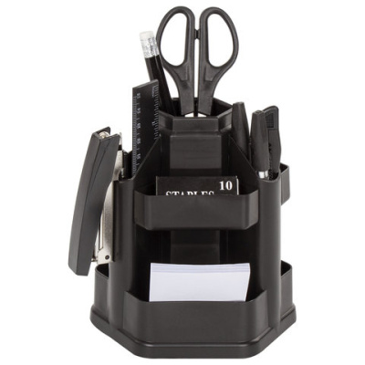 Набор настольный 14 предметов, пластик, черный, STAFF