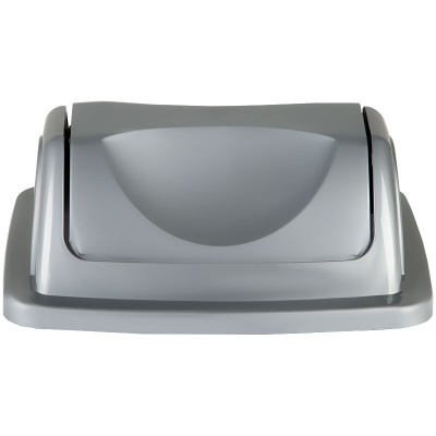 KALAM.KZ - Корзина для бумаг 12л, цельная с вращающейся крышкой, серая Стамм