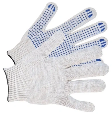 Перчатки Х/Б с ПВХ эконом 10 класс 4 нити 40-42гр. белые "OfficeClean"