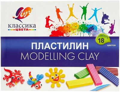 Пластилин 18 цветов,со стеком, Луч