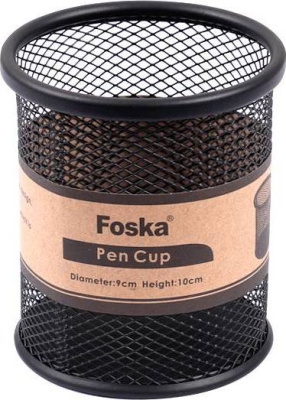 Стакан для ручек, 80x100мм, металл, черный Foska